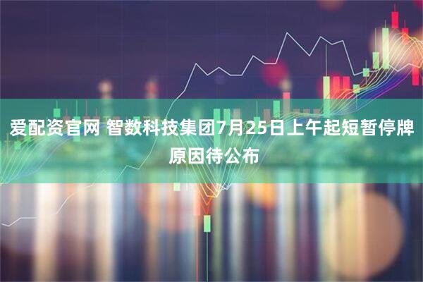爱配资官网 智数科技集团7月25日上午起短暂停牌 原因待公布